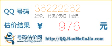 QQ号码36222262值976元