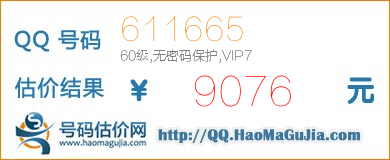 QQ号码611665值9076元