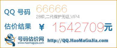 QQ号码66666值1542709元