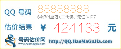 QQ号码88888888值424133元