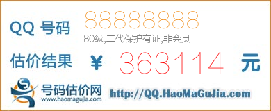 QQ号码88888888值363114元