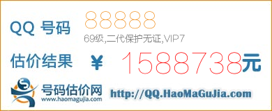 QQ号码88888值1588738元