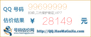 QQ号码99699999值28149元